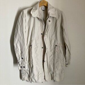 Cabi Cream Linen/Cotton Utility Zip-Up Jacket Size Small